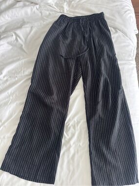 Linen Breathable Black and White Pinstripe Pants